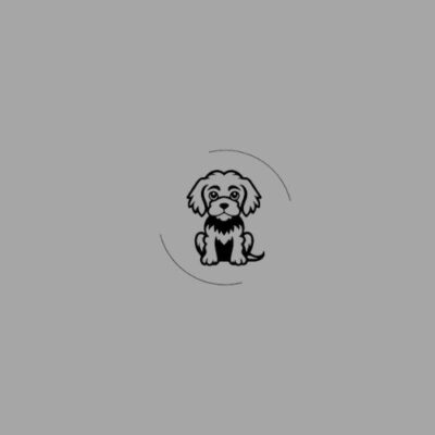 Black and grey dog icon displayed on a clean grey background, emphasizing the dog's features and design.