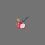 A vibrant dragon fruit with a green checkmark beside it, symbolizing freshness or approval.