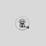 A stylish logo design featuring a cavapoo, showcasing its playful and friendly nature in a modern aesthetic.