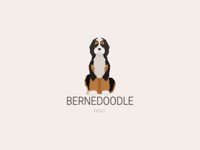 Logo featuring a bernedoodle dog on a clean white background, showcasing the breed's distinctive traits and charm.