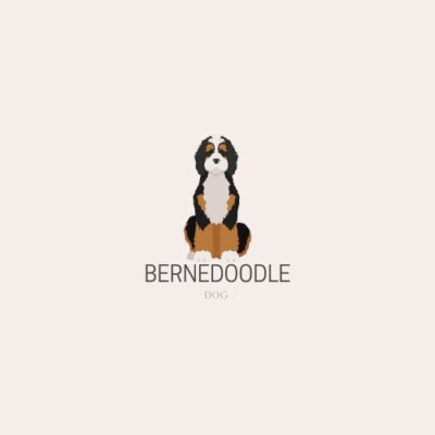 Logo featuring a bernedoodle dog on a clean white background, showcasing the breed's distinctive traits and charm.