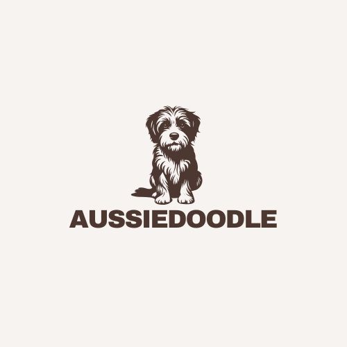 Logo design featuring an Australian Shepherd dog, showcasing its distinctive features and vibrant colors.